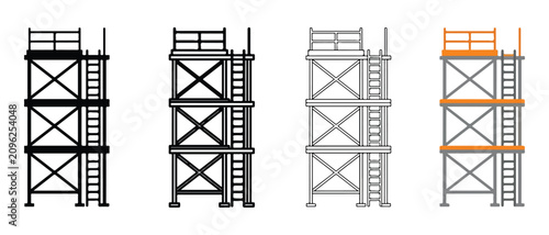 scaffolding structures with ladders and railings on white background  industrial construction equipment
