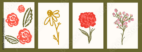 Photos Summer watercolor pastel flower set