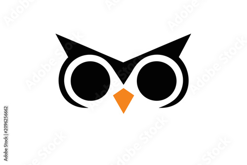Minimalist owl face graphic design element.