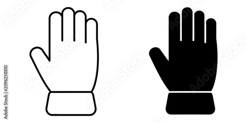 Bild auf Leinwand Outline and Solid Icons of a Hand Raised in Stop Gesture on White Background