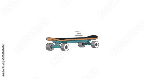 Slika na platnu A stylized illustration of a skateboard moving quickly on a plain white backgrou