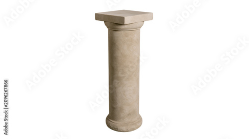 Stone pedestal with square top and fluted base, isolated on transparent background