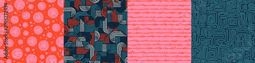 Matching hand drawn abstract seamless pattern, doodle background, filler pattern - great for textiles, banners, wallpapers, wrapping - vector design