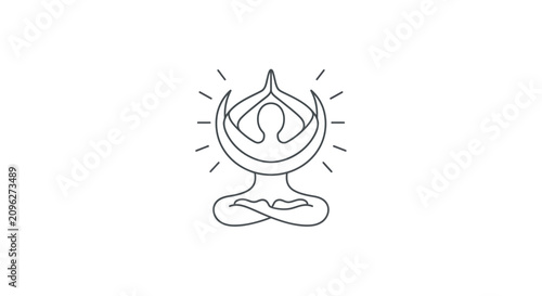 Εκτύπωση καμβά A minimalist line art icon of a person sitting in a meditative pose