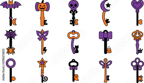 Canvas-taulu Seamless Pattern of Vintage Cross Shaped Keys Vector Illustration with Religious