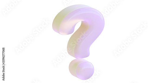 Glossy pastel question mark symbol, isolated on transparent background