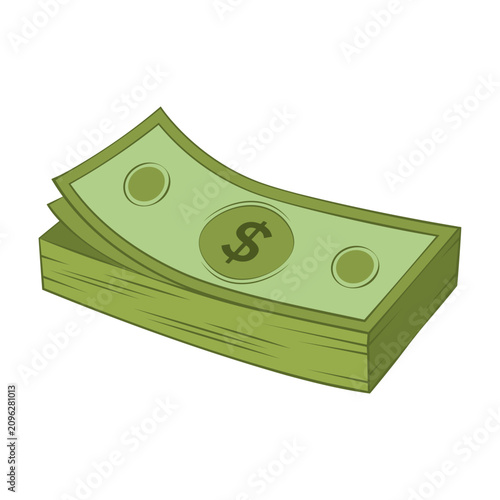 Cartoon dollar banknotes stack. Financial concept of savings, budgeting, income and business profit. Minimal flat vector design