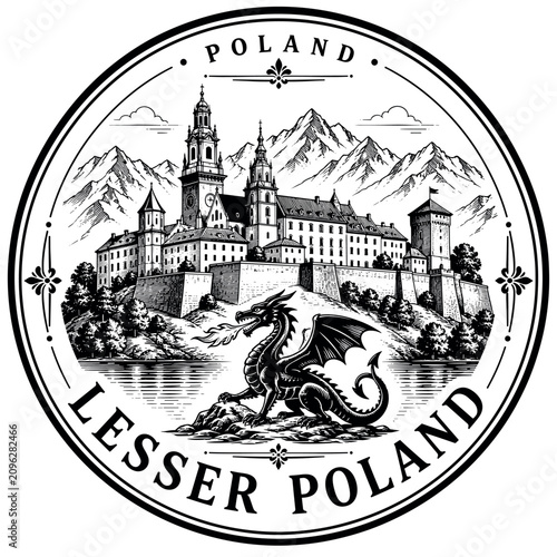 Wawel Castle and Dragon in Krakow, Poland, Emblem