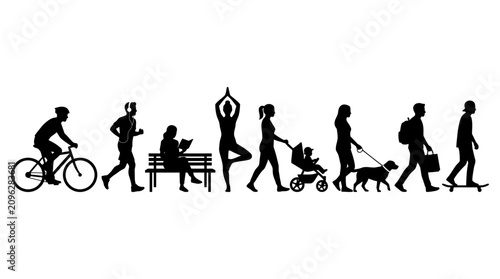 People Silhouettes Activity Set Vector Illustration