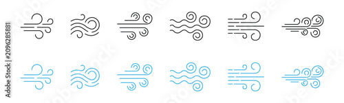 Foto Collection of various wind blow line icons