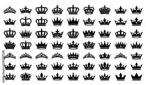 Fotografie Imperial Majesty Crown Icon Mega Pack with Medieval Kingship Symbols, Bridal Tia