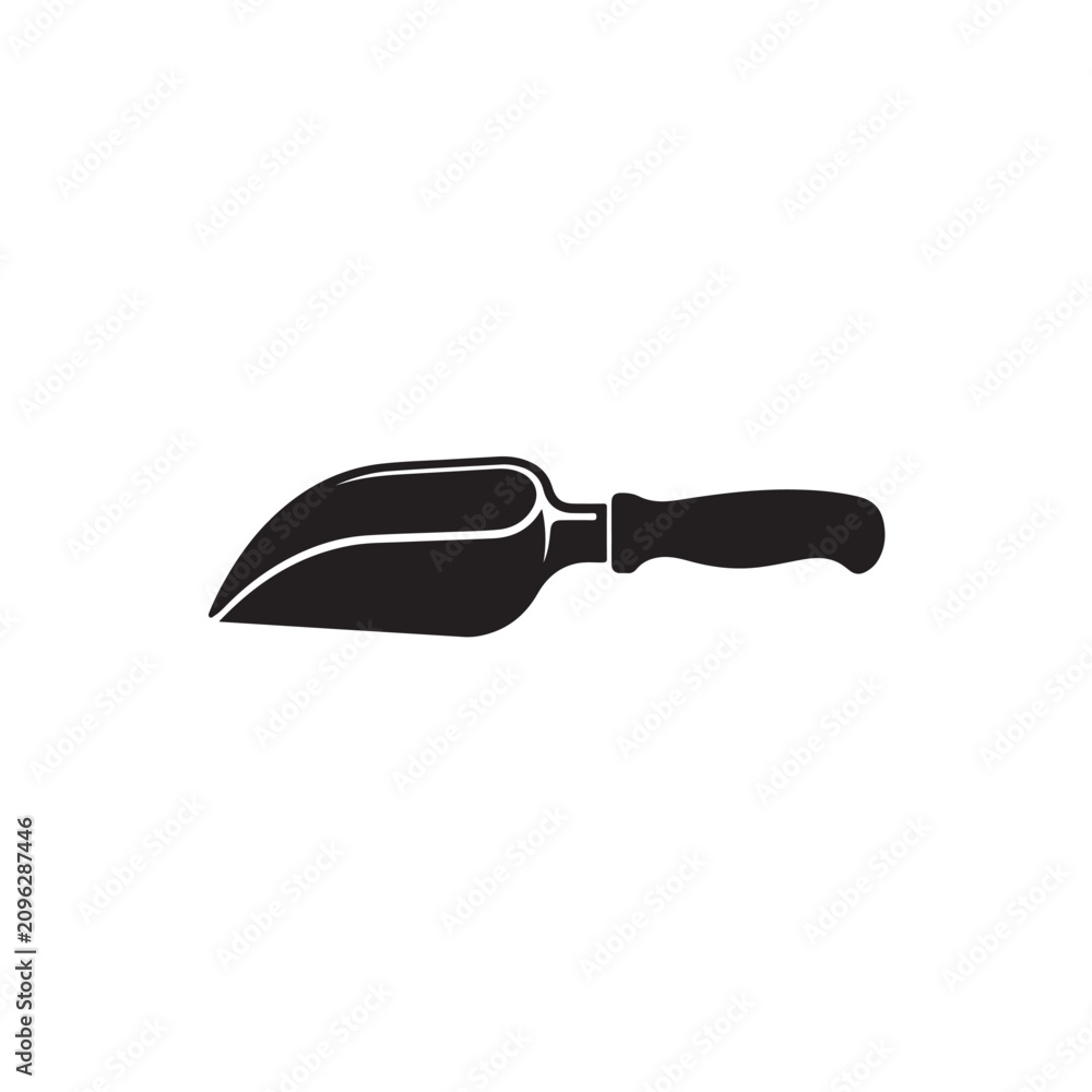 Obraz premium Hand scoop vector icon illustration black on white background garden tool isolated.