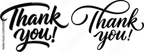 Tableau sur toile Elegant thank you typography design featuring beautiful black cursive lettering