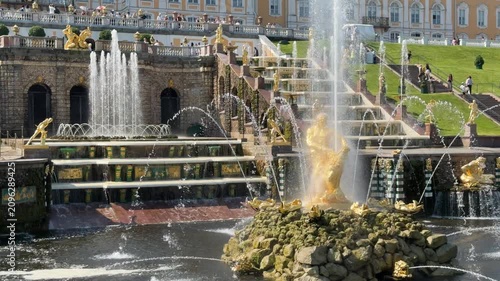 Grand Cascade at Peterhof: Majestic Waterfalls and Gilded Sculptures