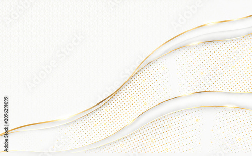 Luxury White and Gold Abstract Background with Elegant Metallic Waves and Minimal Geometric Pattern