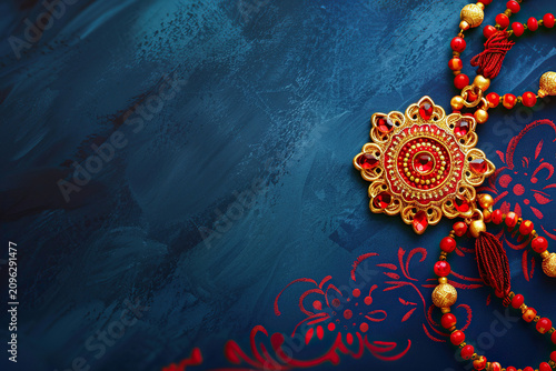 Greeting card with holiday composition for happy celebrate Raksha Bandhan, abstract vivid composition consists of fictional unreal fantastic vision on background for diverse creative work