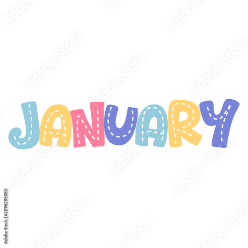 Colorful Month Names Doodle Sticker