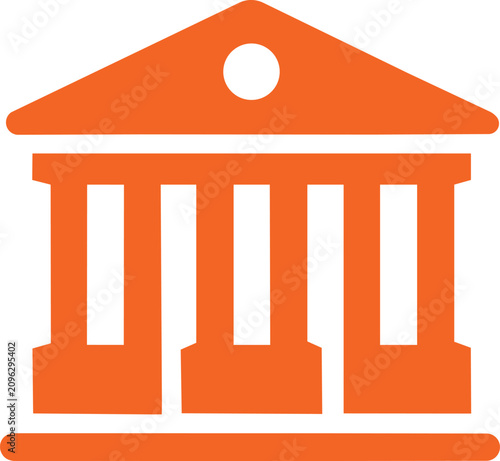 Bank building icon. Financial institution symbol for banking services.