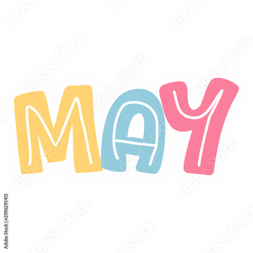 Colorful Month Names Doodle Sticker