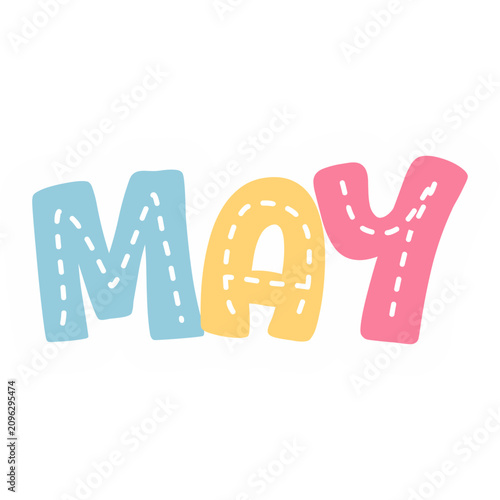 Colorful Month Names Doodle Sticker