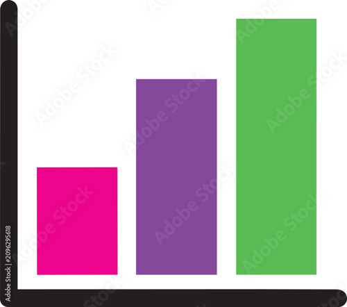 Colorful bar chart icon. Business growth graph showing positive progress.