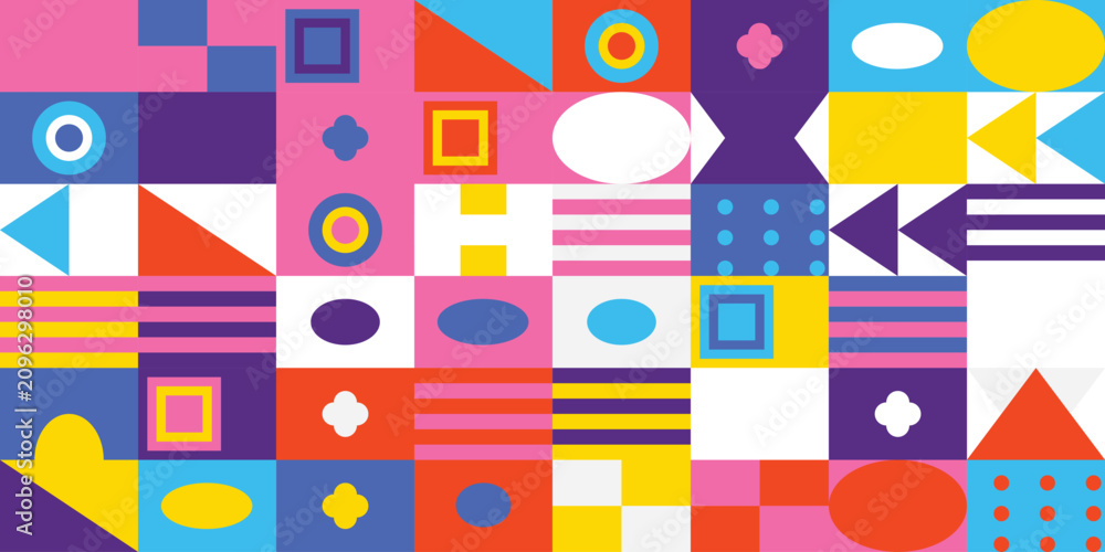 Fototapeta premium Colorful abstract geometric pattern with vibrant shapes and lines