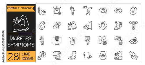 Foto Diabetes Symptoms icons set