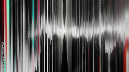 Glitchy distorted digital waveform with colorful noise and signal interference