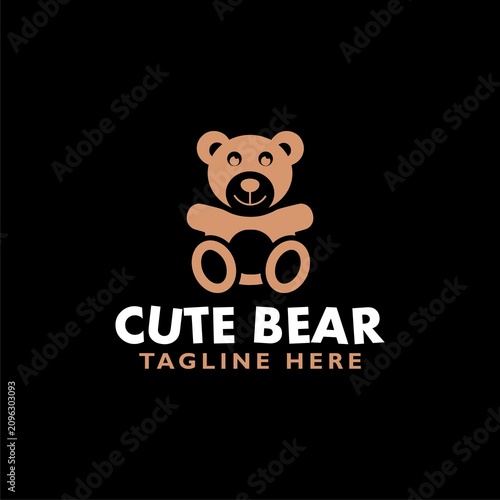 Cute bear logo icon isolated on black background