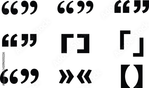 Tableau sur toile Quotation Mark Icon Set with Speech Marks Brackets and Punctuation Symbols Colle