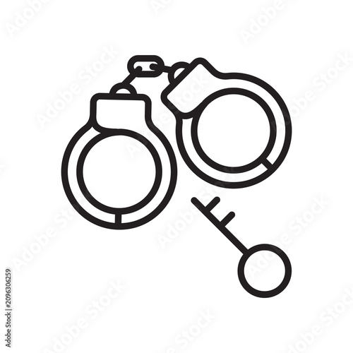Foto Police handcuffs and key line icon, arrest and release concept