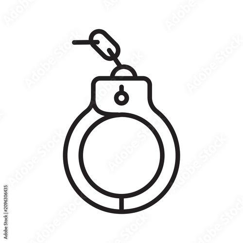 Single closed handcuff line icon, arrest and captive symbol