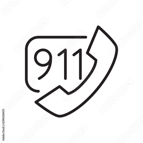 911 emergency call line icon, phone receiver symbol