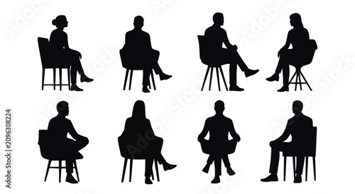 Photos Silhouettes of People Sitting and Standing in Various Poses.