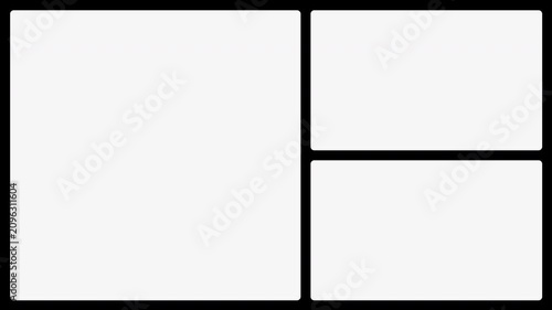 Cinematic film split screen overlay with black borders