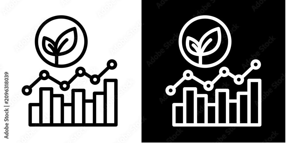 Obraz premium Ecosystem Chart Icon Set White Line Style Collection