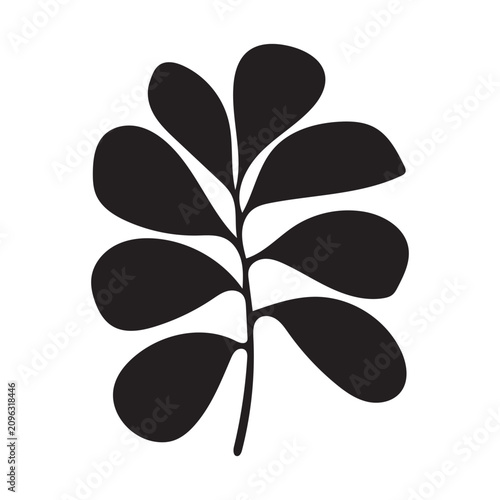 Simple botanical of a fern leaf vector icon silhouette illustration on a white background