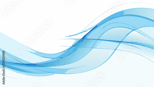 Tableau sur toile Elegant blue wave pattern with translucent curves against a white background abs