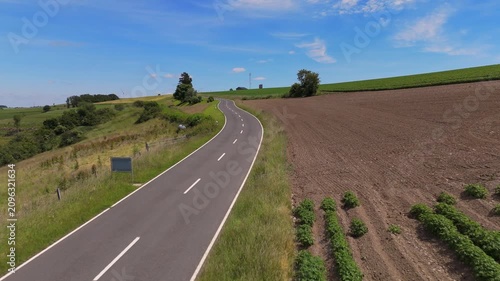 Vast Panoramic View of Winding Road in Luxembourg Hills