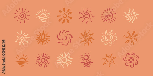 Εκτύπωση καμβά Boho sun shape icon set