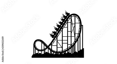Rollercoaster icon features a thrilling amusement park ride silhouette