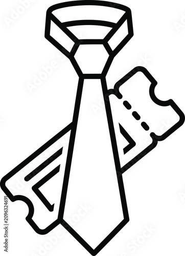 Konstfotografi Minimalist Black Monoline Icon of a Necktie Formed by a Flying Ticket Boarding P