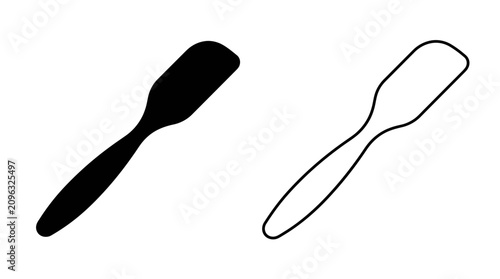 Foto Rubber spatula silhouette and line drawing on a white background