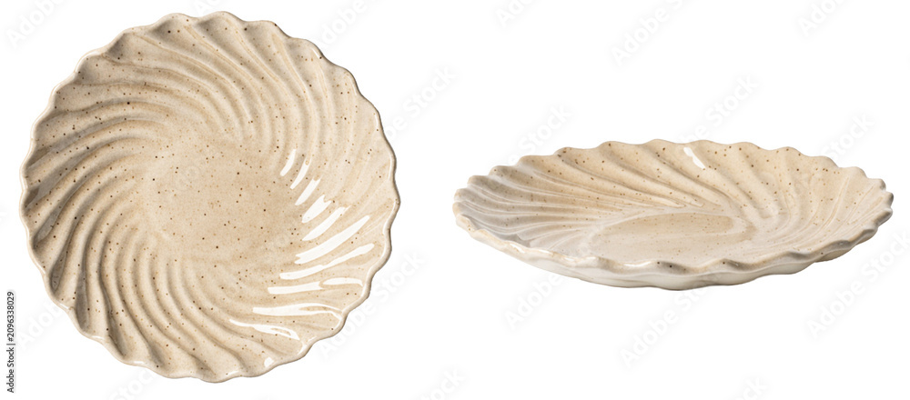 Fototapeta premium Beige Swirl Pattern Ceramic Plate Multi Angle