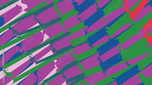 Fotografía Abstract background featuring sharp jagged triangular shapes in vibrant purple green and red creating chaotic modern collage artistic pattern
