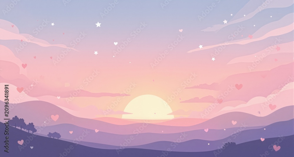 Obraz premium Pastel colors vector romantic sunrise sky background 