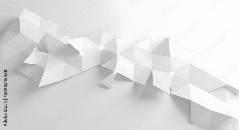 Fototapeta premium Geometric polygonal 3d white shapes