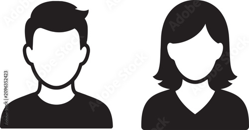 Canvas Print Icon set of male and female user avatar silhouettes for business or social netwo