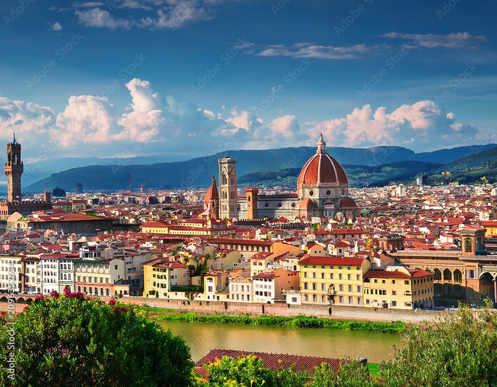 Obraz premium florence skyline in summer with view of florence cathedral tuscany italy