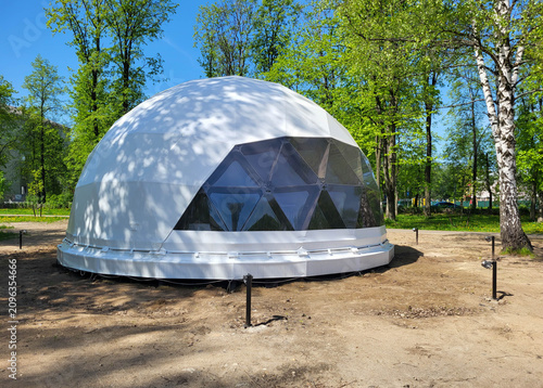 Modern module. Geodome and spherical tent for glamping